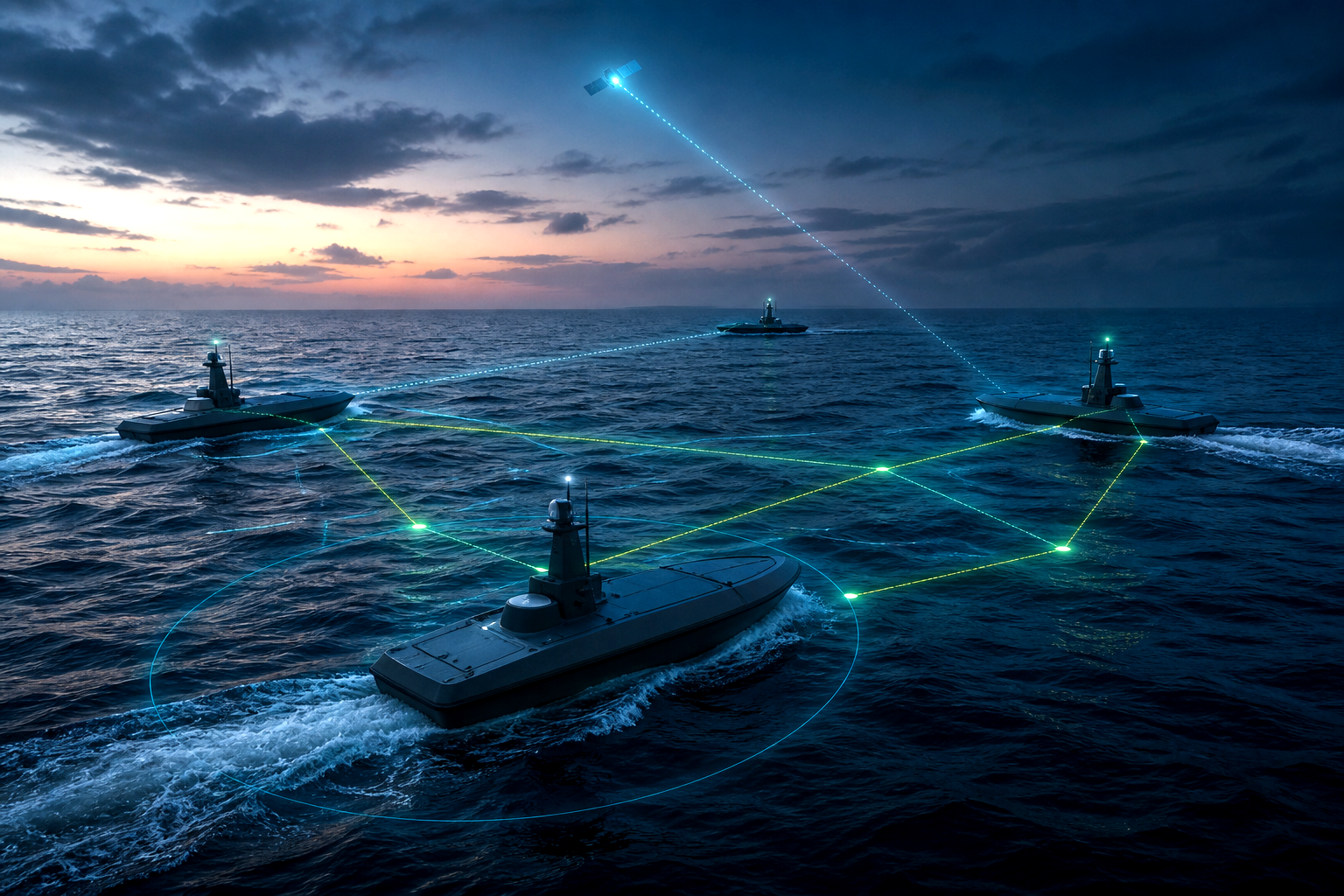 Uncrewed patrol vessels coordinating search patterns in open ocean